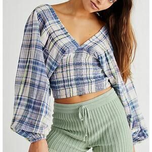 Free People Marlena Plaid Top